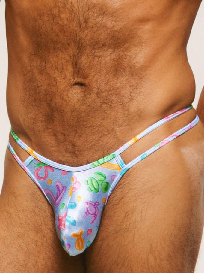 Men's Luxe Satin Double Strap Thong Underwear
